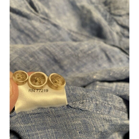 Joseph Abboud Linen Button-Up Shirt Men's XL Long Sleeve Heather Blue Flip Cuff - Picture 13 of 16